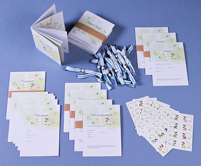 Produktset zur Taufe, Motiv Schaf